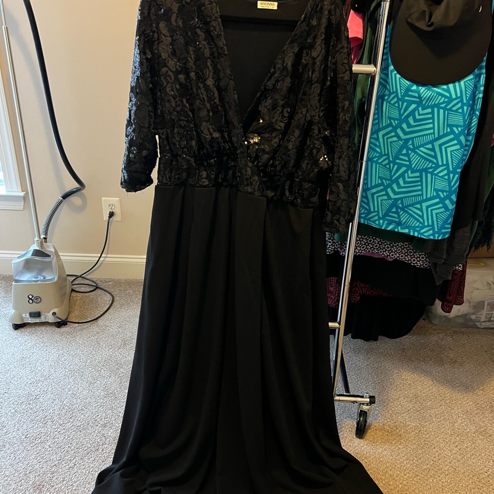 Kiyonna Black Sequin Lace Long Sleeve Dress - Picture 5 of 5